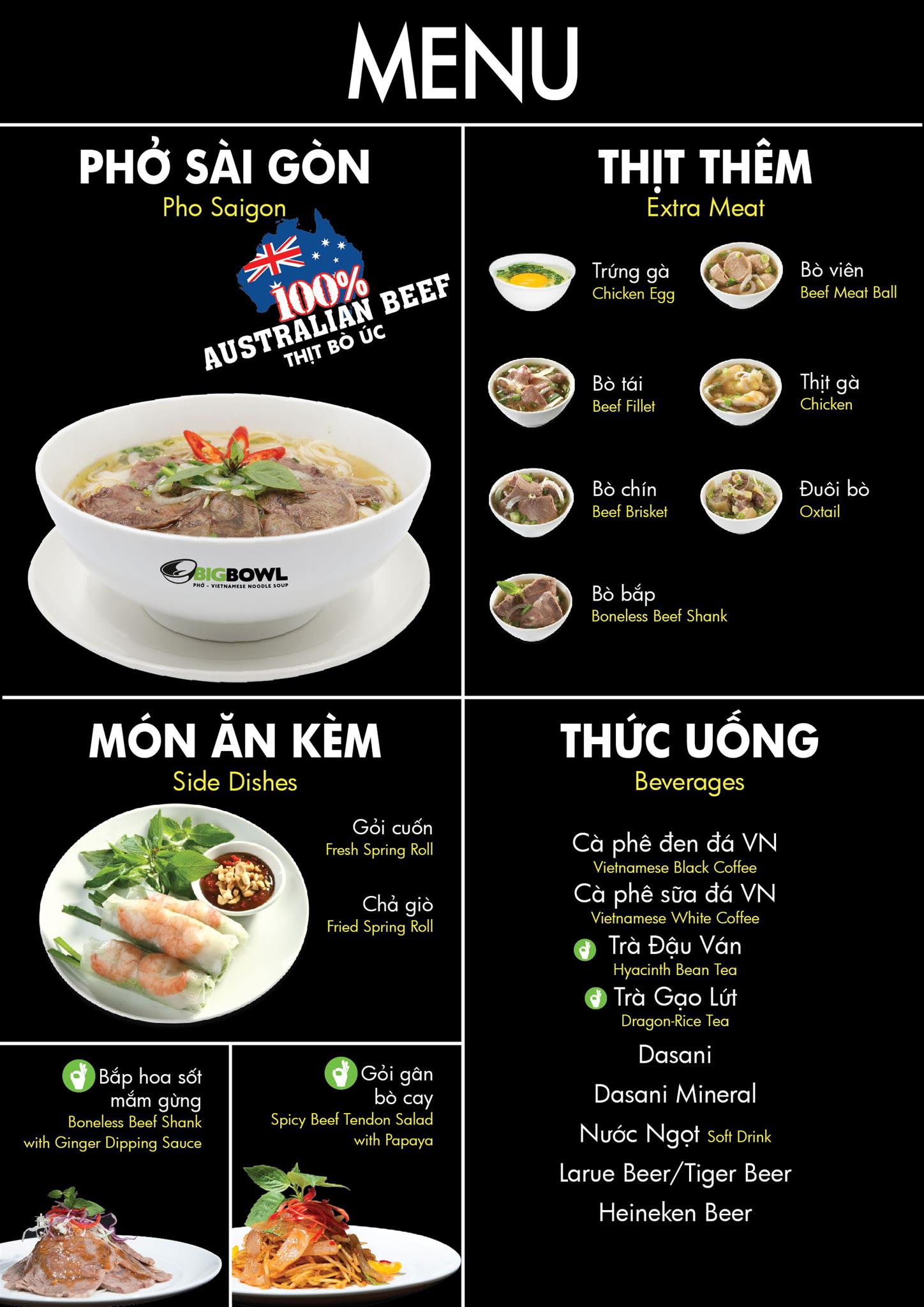 Big bowl menu sale